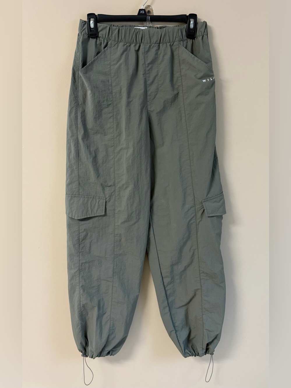 WILO The Label Parachute Pants "Sage" Cinched Ankle Elastic Waist Size XS